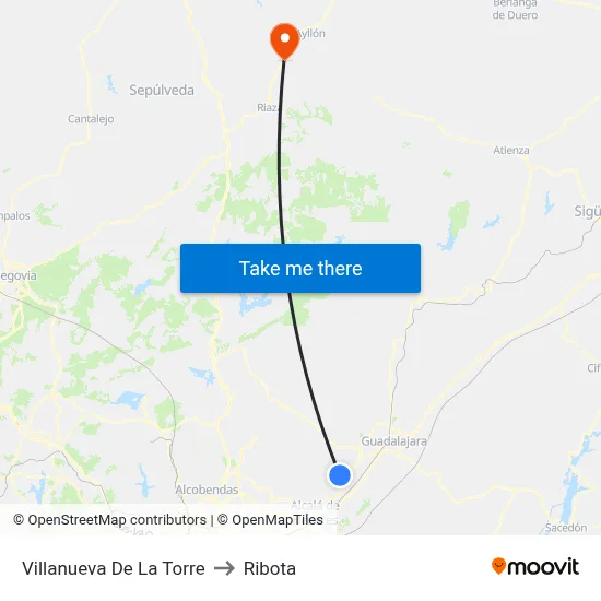 Villanueva De La Torre to Ribota map