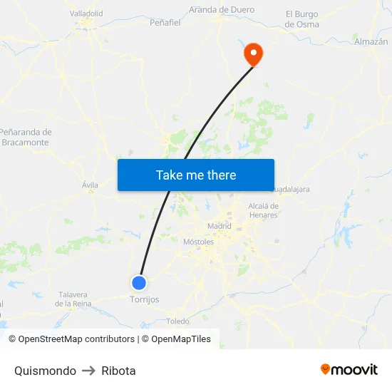 Quismondo to Ribota map