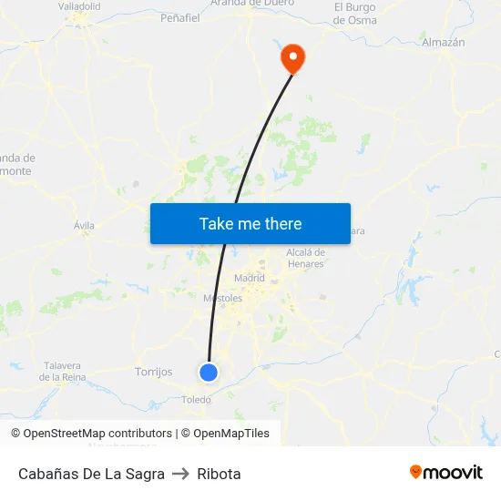 Cabañas De La Sagra to Ribota map