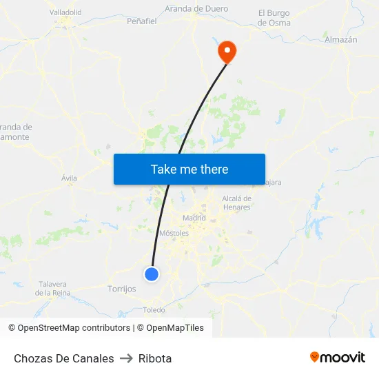 Chozas De Canales to Ribota map