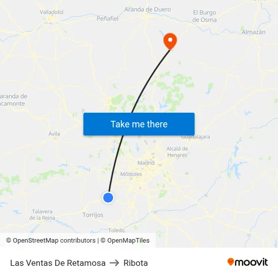 Las Ventas De Retamosa to Ribota map