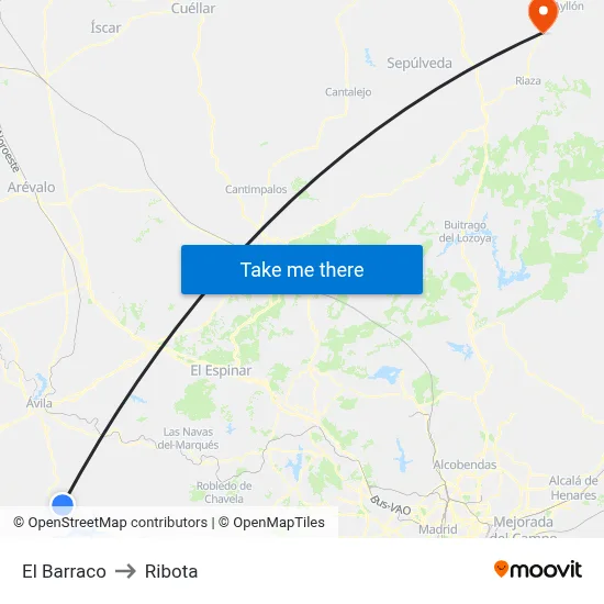 El Barraco to Ribota map