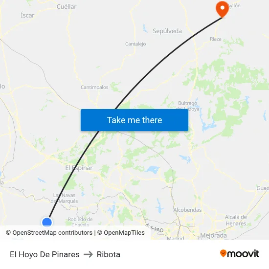 El Hoyo De Pinares to Ribota map
