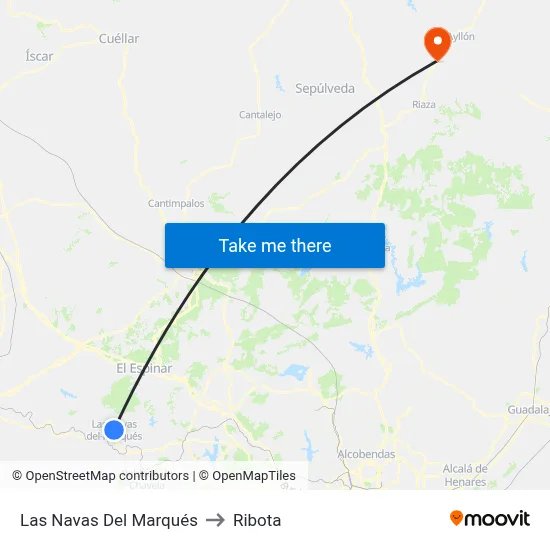 Las Navas Del Marqués to Ribota map