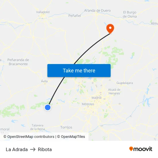 La Adrada to Ribota map