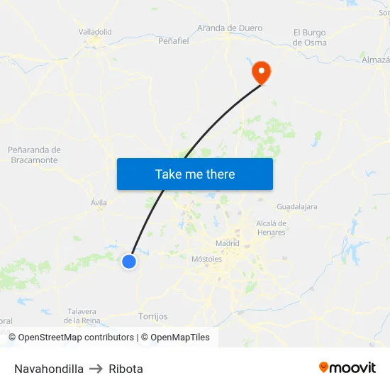 Navahondilla to Ribota map