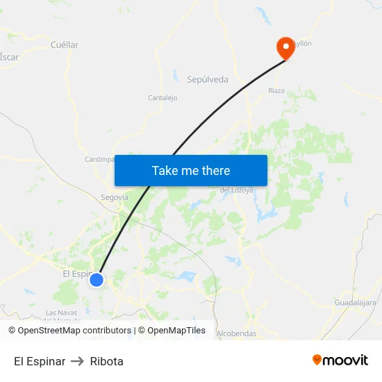 El Espinar to Ribota map