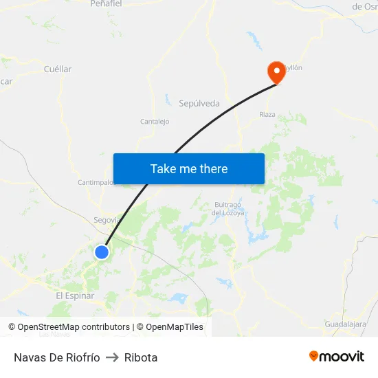 Navas De Riofrío to Ribota map