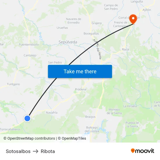 Sotosalbos to Ribota map