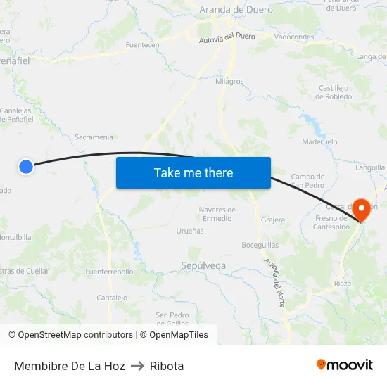 Membibre De La Hoz to Ribota map