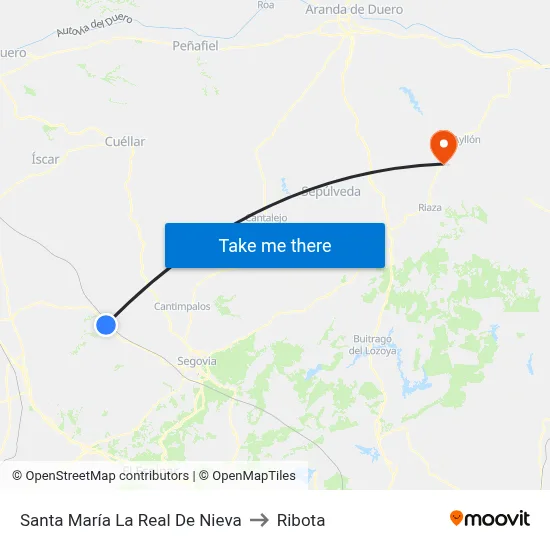 Santa María La Real De Nieva to Ribota map