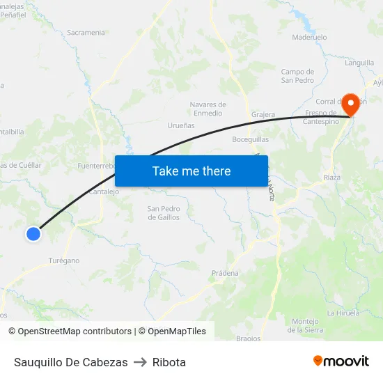Sauquillo De Cabezas to Ribota map