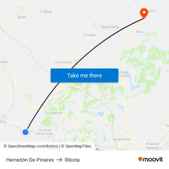 Herradón De Pinares to Ribota map