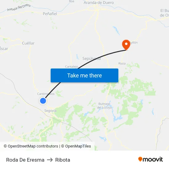 Roda De Eresma to Ribota map