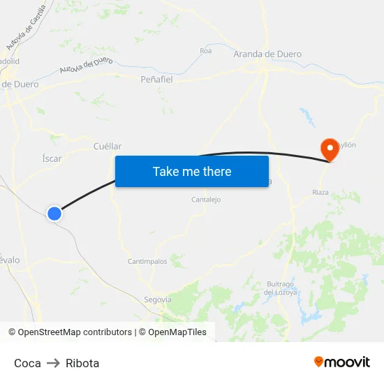 Coca to Ribota map