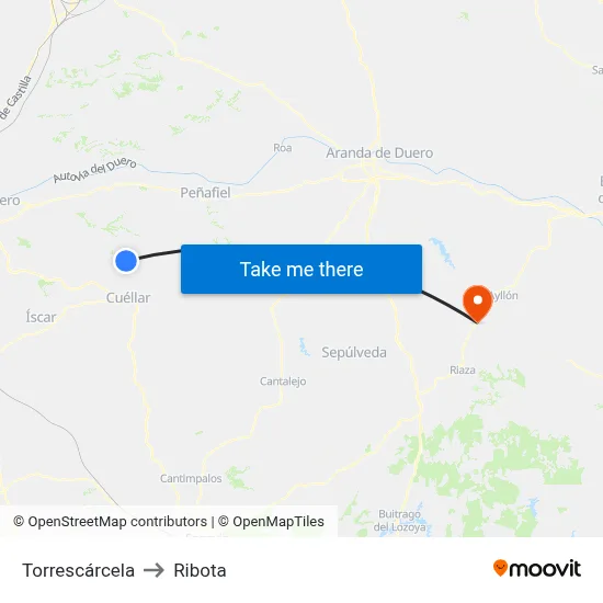 Torrescárcela to Ribota map