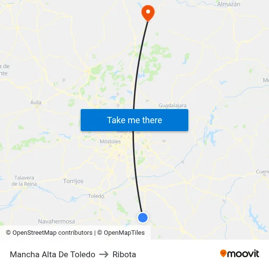 Mancha Alta De Toledo to Ribota map
