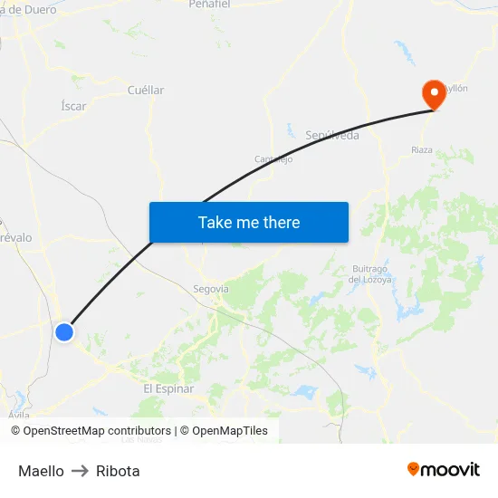 Maello to Ribota map