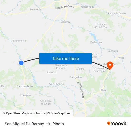 San Miguel De Bernuy to Ribota map