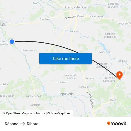Rábano to Ribota map