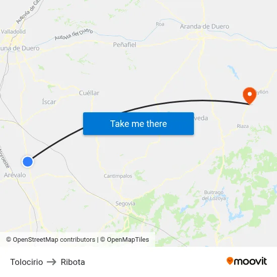 Tolocirio to Ribota map