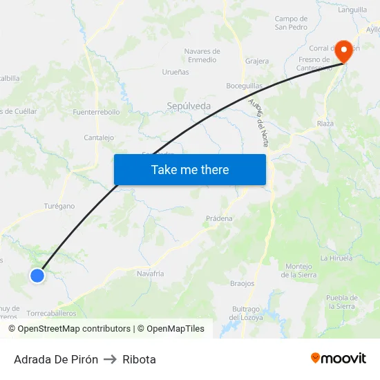 Adrada De Pirón to Ribota map