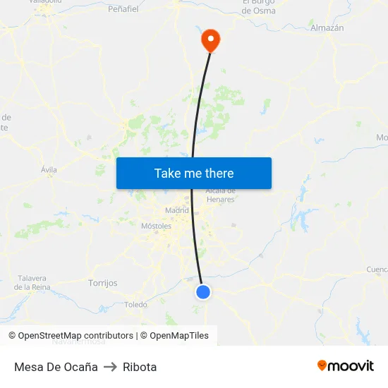 Mesa De Ocaña to Ribota map