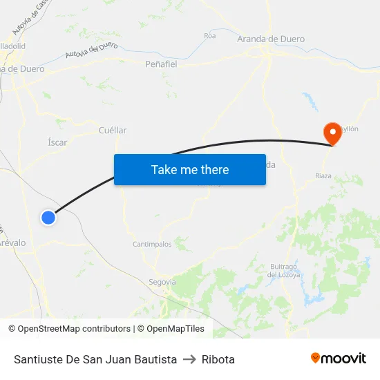 Santiuste De San Juan Bautista to Ribota map