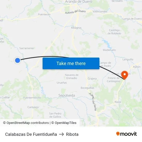 Calabazas De Fuentidueña to Ribota map