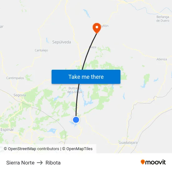 Sierra Norte to Ribota map