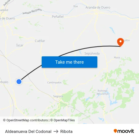 Aldeanueva Del Codonal to Ribota map