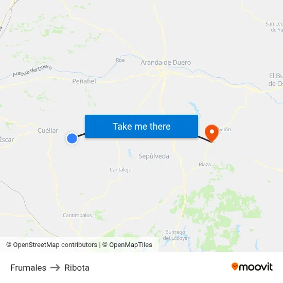 Frumales to Ribota map
