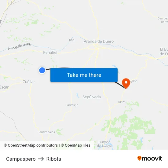 Campaspero to Ribota map