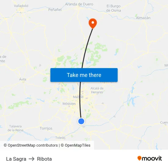 La Sagra to Ribota map