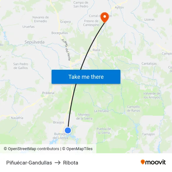 Piñuécar-Gandullas to Ribota map