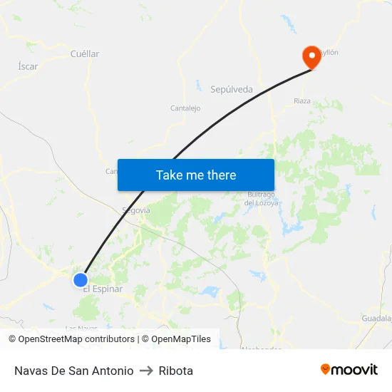 Navas De San Antonio to Ribota map