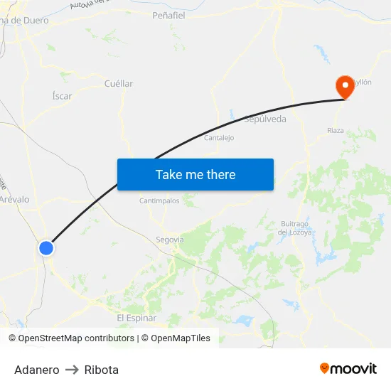 Adanero to Ribota map