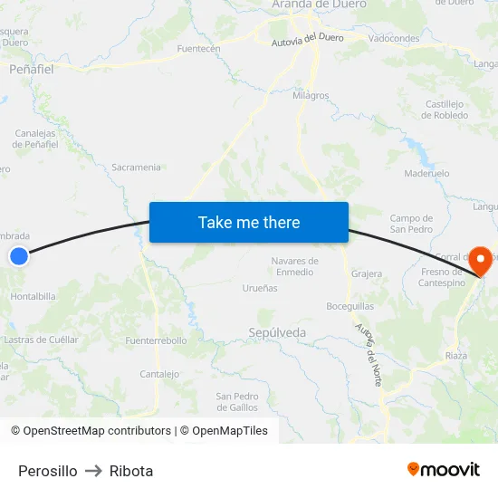 Perosillo to Ribota map