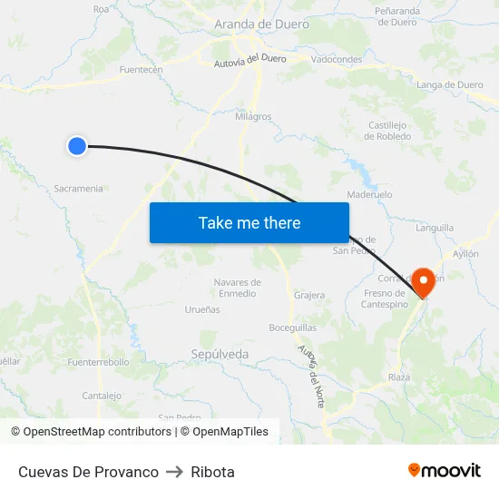 Cuevas De Provanco to Ribota map