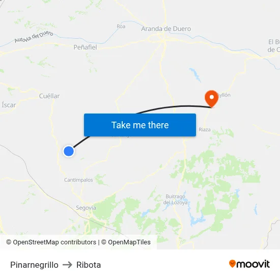 Pinarnegrillo to Ribota map