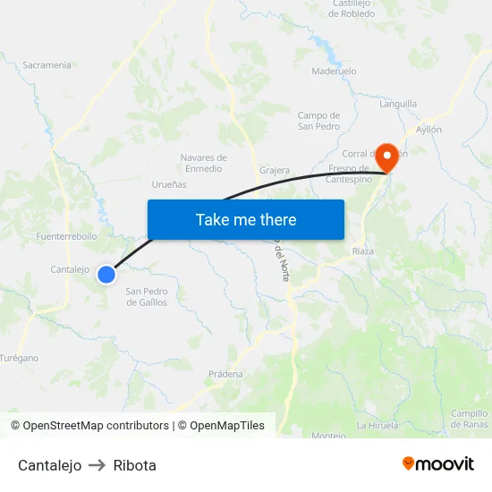 Cantalejo to Ribota map
