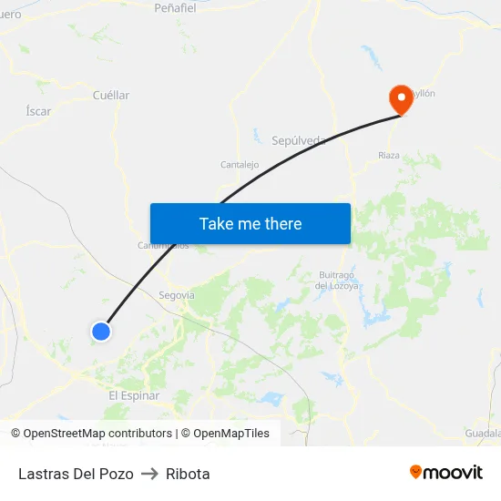 Lastras Del Pozo to Ribota map