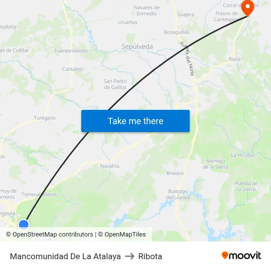 Mancomunidad De La Atalaya to Ribota map