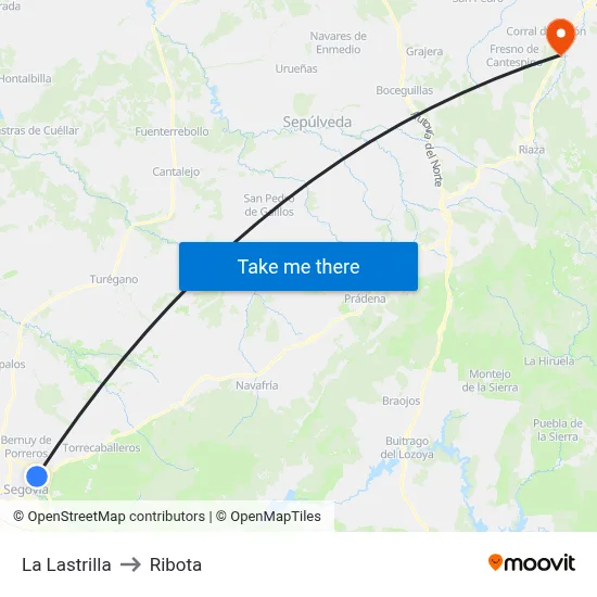 La Lastrilla to Ribota map