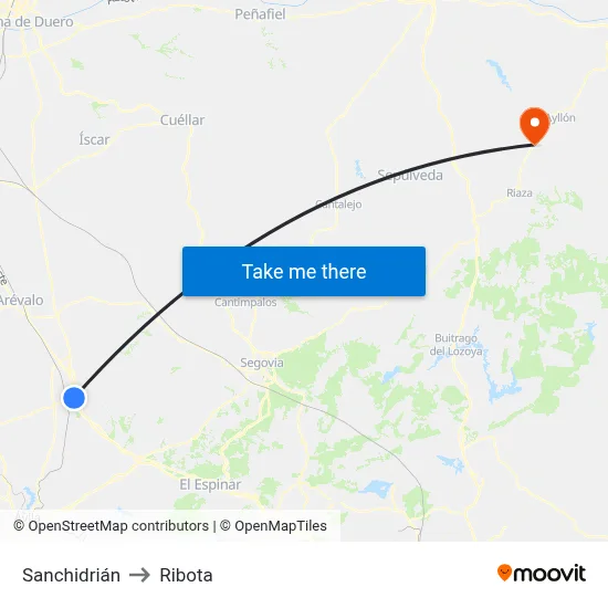 Sanchidrián to Ribota map