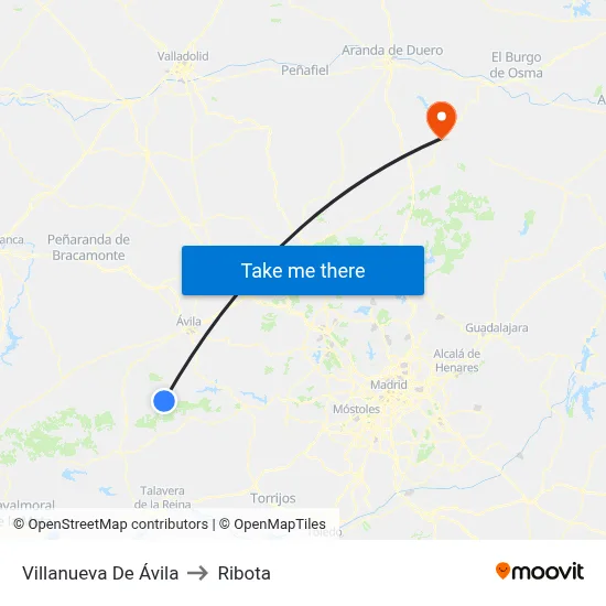 Villanueva De Ávila to Ribota map
