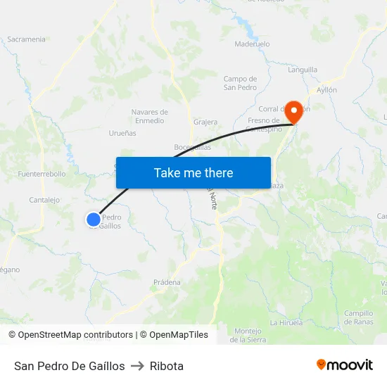 San Pedro De Gaíllos to Ribota map