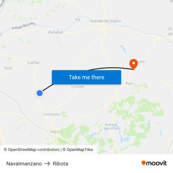 Navalmanzano to Ribota map