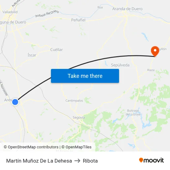 Martín Muñoz De La Dehesa to Ribota map