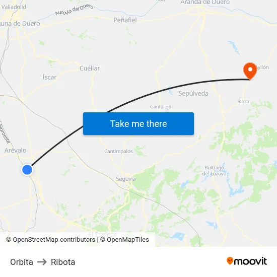 Orbita to Ribota map